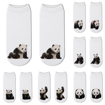 3D Printed Mini Pattern Cotton Socks Funny Animal Giant Panda Unisex Low Ankle Socks Women Happy Summer Crew Socks skarpetki