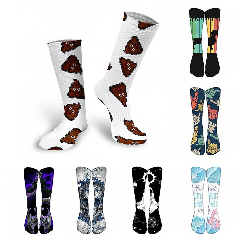 Creative Design 3D Printed Women Cotton Long Socks Street Hip Hop Fashion Girl Calf Socks Unisex Harajuku Funny High Knee Socks